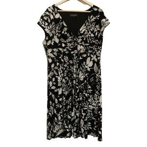 Evan Picone Black Label Womens Size 16 Dress Midi Shoulder Pads A-line Floral